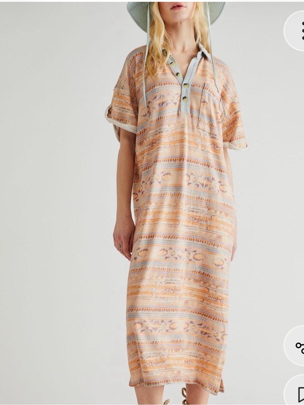 Free People Beachy Shirtdress Short Sleeve Maxi Dress XS